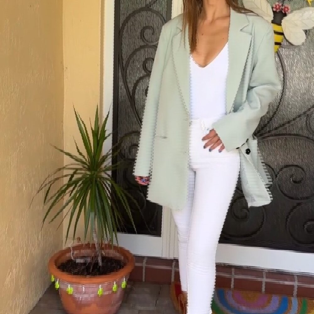 Oversized Blazer Jacket Lapel Button Down Polyest… - image 7